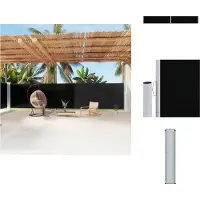 vidaXL Marquise latérale extensible Noir 180x1200 cm - Parasols & Protection solaire