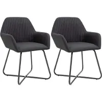 Syfax Chaises à manger lot de 2 noir tissu