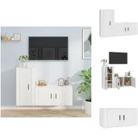 vidaXL Ensemble de 2 meubles TV Blanc Matériau dérivé du bois - Meubles TV