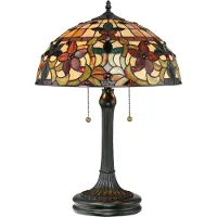 QUOIZEL Lampe de table, verre Tiffany, métal, bronze, H 58,4 cm