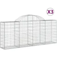 vidaXL Gabions avec arc surélevé 3 pcs. 200x30x80/100 cm Fer galvanisé