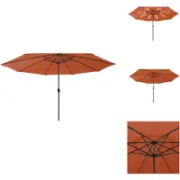vidaXL Parasol avec lampes LED et mât métallique 400 cm Terracotta - Parasols & ombrelles