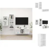vidaXL Ensemble de meubles TV 3 pièces Blanc Matériau dérivé du bois - Meubles TV