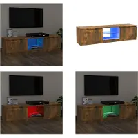 vidaXL Armoire TV avec lampes LED chêne fumé 120x30x35,5 cm - Armoire TV - Meubles TV - Supports TV