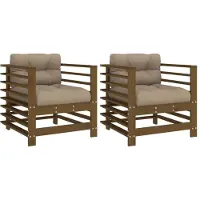 vidaXL Chaises de jardin avec coussins 2 pcs. Marron miel pin massif