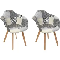 Home Deco Factory Lot de 2 Fauteuils - - Patchwork - Confortables - Blanc et Gris