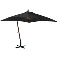 Syfax Parasol de jardin suspendu avec mât noir bois de sapin massif