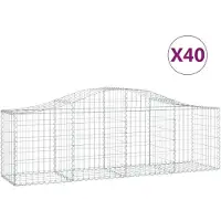 vidaXL Gabions avec arc surélevé 40 pcs. 200x50x60/80 cm Fer galvanisé