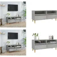 vidaXL Armoire TV gris béton 100x34,5x44,5 cm Bois composite - Armoire TV - Pied de TV - Meuble TV