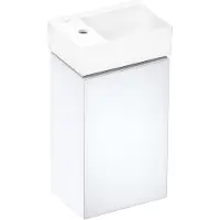 Hansgrohe Meuble sous-vasque Xevolos E, finition blanc mat, dimensions 340/250 mm, conçu pour les lavabos, ouverture de la porte sur la droite, finition de la façade : blanc métallisé