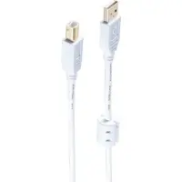 Shiverpeaks Câble USB , connecteur A + ferrite / connecteur B plaqué, USB 2.0, blanc, 3 m