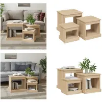 vidaXL Tables basses 3 pcs. Sonoma chêne bois composite - Table basse - Tables basses - Table d'appoint