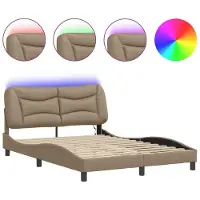 vidaXL Cadre de lit avec LED Cappuccino-Brun 120x200 cm similicuir