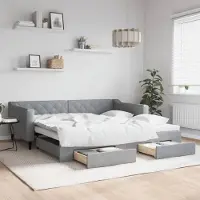 Prolenta Maison Exclusive - Canapé-lit convertible avec tiroirs, gris clair, 100 x 200 cm, tissu