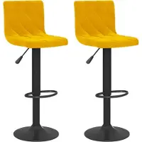 Syfax Tabourets de bar lot de 2 jaune moutarde velours