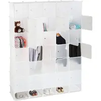 Relaxdays 10024527_49 Kleiderschrank transparent / weiß