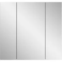 Ebuy24 Vira armoir de salle de bain avec miroir 3 portes brillant blanc,blanc.