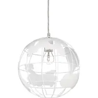 Relaxdays Suspension « Sphère », suspension au design sphérique, lampe de plafond en métal réglable en hauteur, Ø 30 cm, blanche