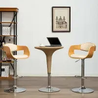 Prolenta Maison Exclusive - Lot de 2 tabourets de bar, bois courbé et similicuir, couleur crème