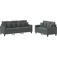 vidaXL Ensemble de canapés 2 pièces avec coussins Tissu gris foncé