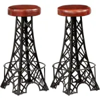 Syfax Tabourets de bar lot de 2 cuir véritable