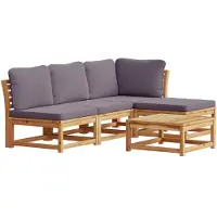 Syfax ensemble salon de jardin 5 pièces avec coussins en acacia massif