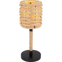 Globo Lighting Lampe de table , en métal noir mat, abat-jour en fibres de chanvre marron, diamètre : 165 mm, hauteur : 450 mm, longueur du câble : 1500 mm, ampoule non incluse (1 x E27, 40W, 230V)