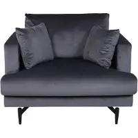 Ebuy24 Sofia Fauteuil en velours, gris foncé.