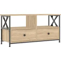 Syfax Meuble TV chêne sonoma 90x33x45 cm bois d'ingénierie et fer