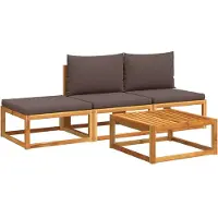 Syfax Ensemble de canapés de jardin 4 pièces avec coussins en bois d'acacia et corde