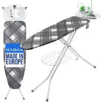 Kadax Planche à repasser pliable, 120x38cm Planche à repasser à vapeur avec filet métallique