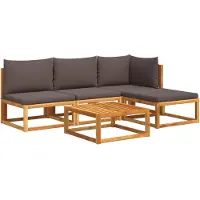 vidaXL Ensemble canapé de jardin 5 pièces avec coussins bois acacia & corde