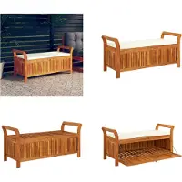 vidaXL Banc de jardin coffre avec coussin 126 cm bois massif acacia - Banc de jardin - Coffre de jardin - Meubles de jardin