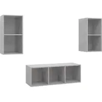 Syfax Ensemble de meuble TV 3 pcs Gris béton Bois d'ingénierie