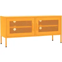 Syfax Meuble TV Jaune moutarde 105x35x50 cm Acier