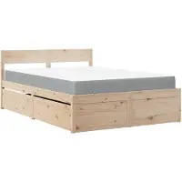 Syfax Lit avec tiroirs et matelas 120x200 cm bois massif de pin