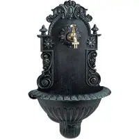 Relaxdays Fontaine murale , style antique, rétro, jardin, terrasse, robinet, bassin, suspendue, dimensions : 62 x 38 x 20 cm, verte