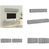 vidaXL 4 pcs. Armoire TV Set Gris Sonoma Bois composite - Ensemble d'armoires TV - Ensembles d'armoires TV - Meuble-paroi