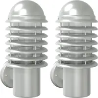 vidaXL Lampes murales extérieures 2 pcs. argent acier inoxydable