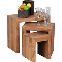 Wohnling Acacia 3 pièces Table d'appoint en bois massif ; WL1.440