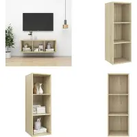 vidaXL Armoire TV murale Chêne Sonoma 37x37x107 cm Bois composite - Armoire TV - Armoire TV suspendue - Armoires TV suspendues