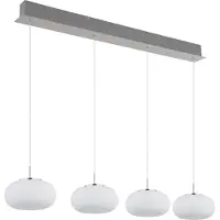 Globo Suspension LED, nickel mat, verre opalin, H 150 cm