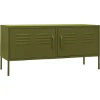Syfax Meuble TV Vert olive 105x35x50 cm Acier