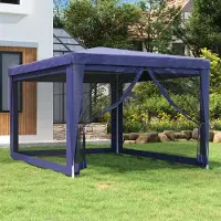Prolenta Maison Exclusive - Tente de réception avec 4 parois latérales en filet, bleue, 3 x 4 m, HDPE