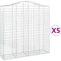 vidaXL Gabions avec arc surélevé 5 pcs. 200x50x200/220cm Fer galvanisé