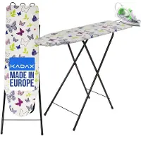 Kadax Planche à repasser "Frejus", Table à repasser, Planche à repasser à vapeur avec pieds antidérapants et hauteur réglable, 100, cm, en papillons