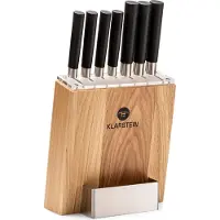 Klarstein Couteau Cuisine, Lot 7 Couteau de Cuisine Professionnel avec Bloc, Set Couteaux et Ustensiles de Cuisine en Acier Inoxydable, Kit Support Blocs Couteaux Professionnelle, Résistants Rayures