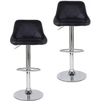 Dibea Tabouret de bar, lot de 2, tabouret pivotant confortable en cuir PU, piétement chromé & hauteur réglable, modèle 3