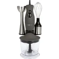 Clatronic SMS 3777, Mixeur plongeant/Fouet/Multipulvérisateur pour mixer, hacher, battre, 400 watts, accessoires inclus, inox/titane
