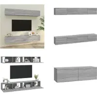 vidaXL Armoires murales TV 4 pcs. Grau Sonoma 100x30x30 cm - Meuble TV mural - Armoire TV - Meubles TV